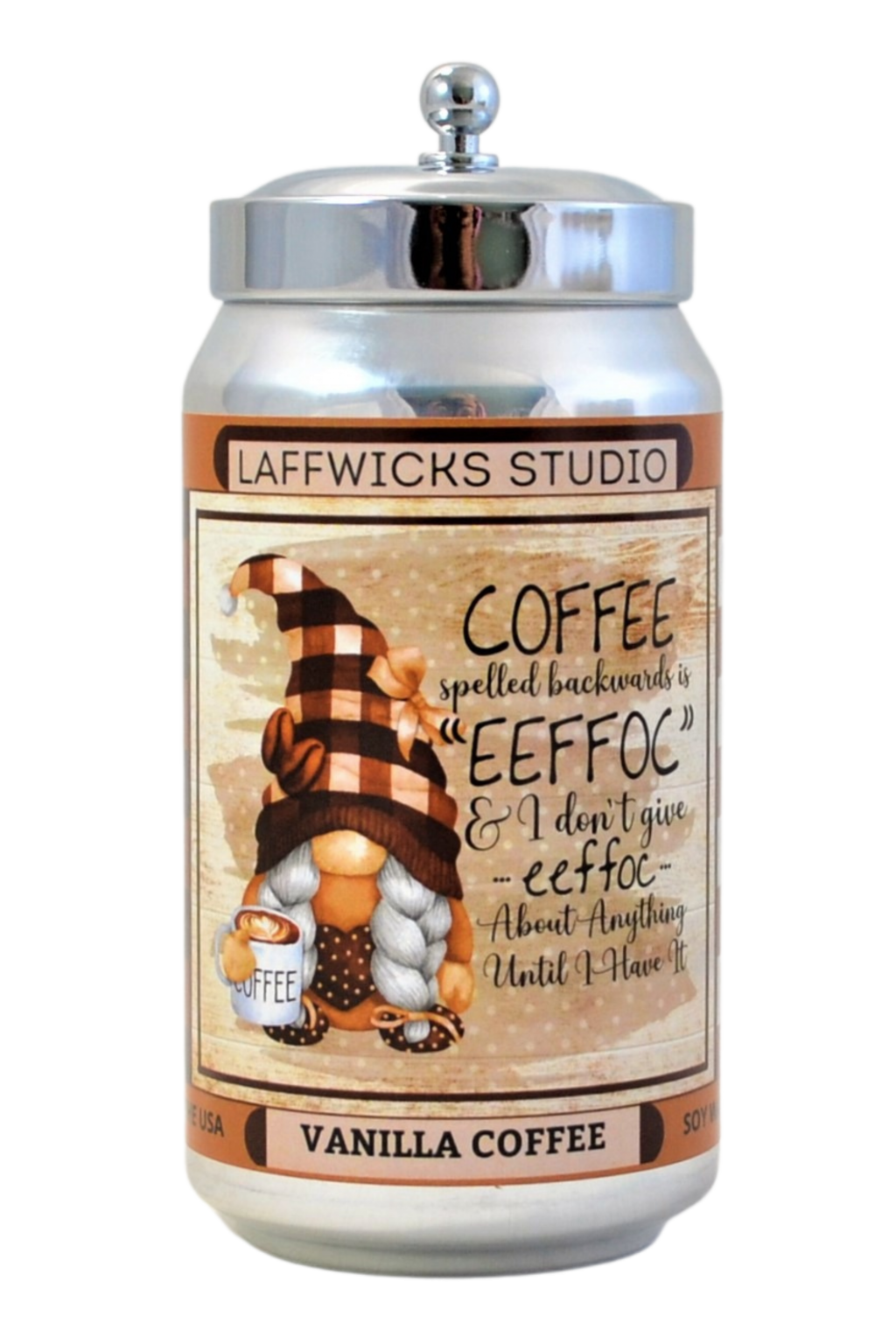 Coffee Spelled Backwards Soy Candle, Vanilla Coffee