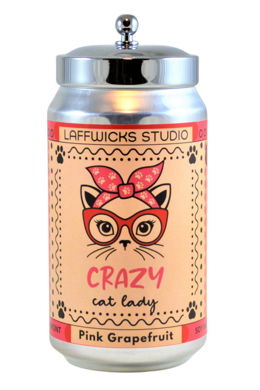 Crazy Cat Lady Soy Candle, Pink Grapefruit Scent