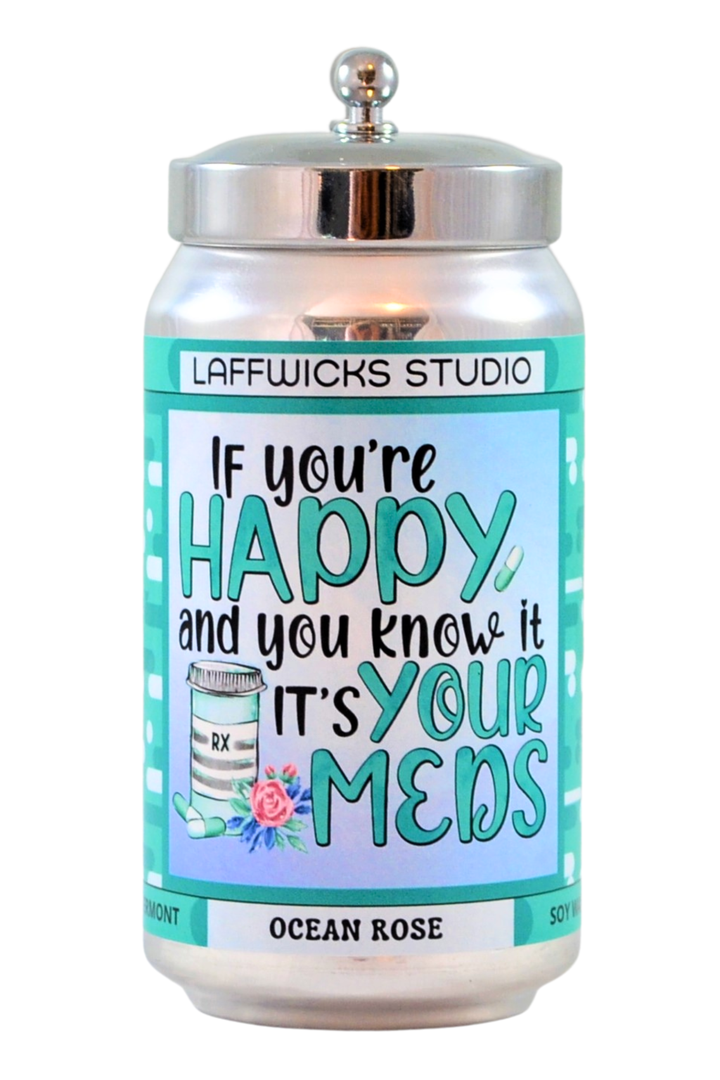 Happy Meds Soy Candle, Ocean Rose Scent